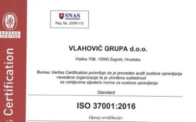 Vlahović grupa postala prva konzultantska tvrtka u EU certificirana za normu ISO 37001 – Sustav upravljanja za suzbijanje podmićivanja